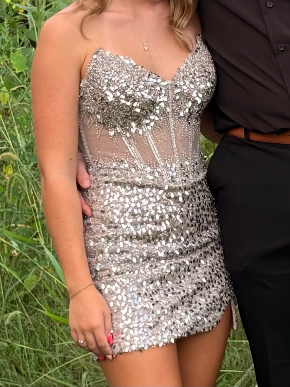 Silver Sequin Strapless Mini Dress - Sparkling Homecoming dress
